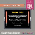 Star Wars Party Invitation with FREE Thank you Card 
