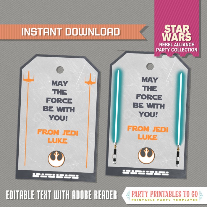Star Wars Party Favor Tags / Star Wars Thank you Tag (Rebel Alliance) 