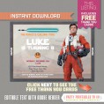 Star Wars The Force Awakens Party Invitation with FREE Thank you Card  (Poe Dameron)