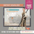 Star Wars The Force Awakens Party Invitation with FREE Thank you Card (Rey)