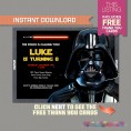 Star Wars Party Darth Vader Invitation with FREE Thank you Card