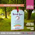 Unicorn Favor Tags / Unicorn Thank you Tag 