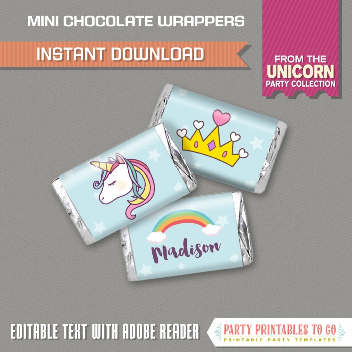 Unicorn Party Favors - Printable Candy Wrappers