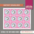 Unicorn Party Printable Birthday Labels 