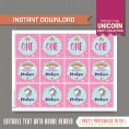 Unicorn Party Printable Birthday Labels 