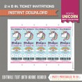 Unicorn Party Ticket Invitations
