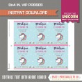 Unicorn Party VIP Pass printable Insert