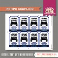 Video Game Favor Tag / Video Game Thank you Tag  (Blue) 