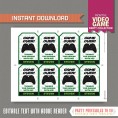 Video Game Favor Tag / Video Game Thank you Tag  (Green) 
