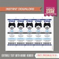 Video Game Ticket Invitation with FREE Thank you Card! (Blue) 