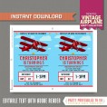 Vintage Airplane Party Invitation with FREE Thank you Card! 