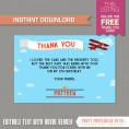 Vintage Airplane Party Invitation with FREE Thank you Card! 