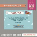 Vintage Airplane Party Invitation with FREE Thank you Card! 