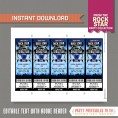 Rockstar Party Ticket Invitation (Blue) with FREE Thank you Card! 
