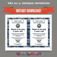 Navy Printable Birthday Party Invitation