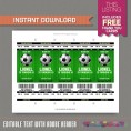 Soccer Ticket Invitation with FREE Thank you Card